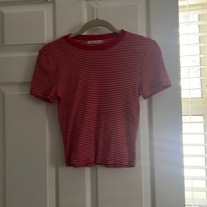 Red and white stripped baby tee
